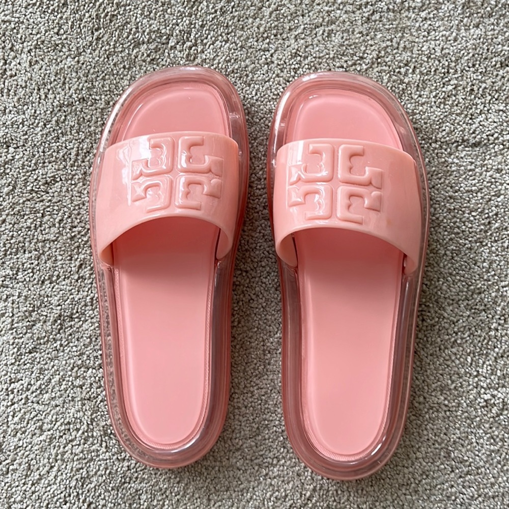 Tory burch bubble slides size 8 pink sand worn one time!